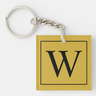 Stylish Metallic Gold Custom Monogram Acrylic Keychain