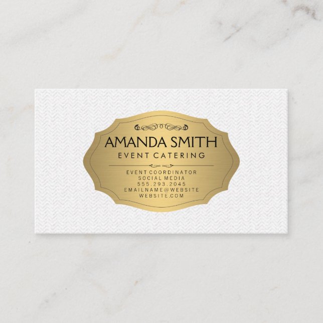 Stylish Metallic Gold with Subtle Wavy Pattern Business Card (Front)