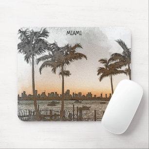 Stylish Miami Florida Vintage Skyline Mouse Pad