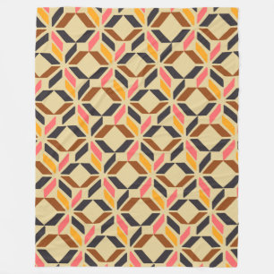 Stylish Mid Century Mod Geometric Shapes in Brown  Fleece Blanket