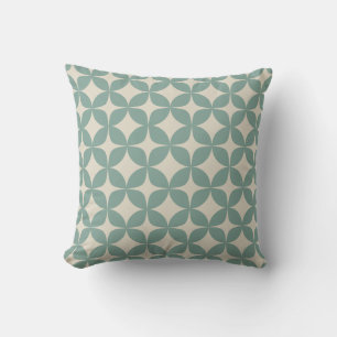 Stylish Mid Century Modern Pattern in Sage Green Throw Pillow