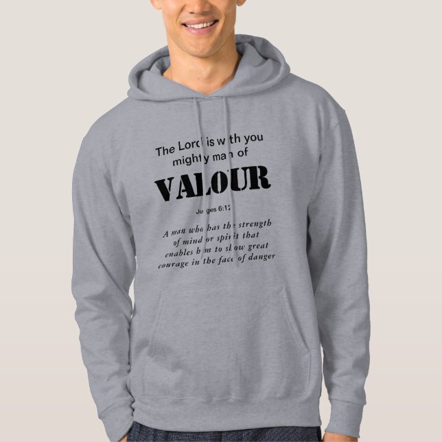 Stylish MIGHTY MAN OF VALOR Christian Hoodie (Front)