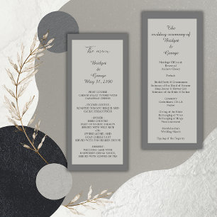 stylish minimal grey wedding program & menu