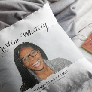 Stylish Minimal In Loving Memory Photo Keepsake Throw Pillow