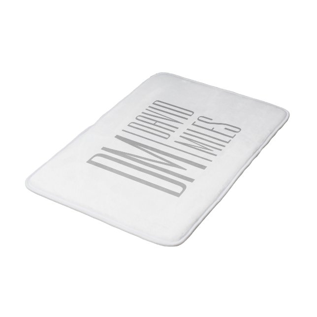 Stylish Minimal & Modern Grey Initials & Name Logo Bath Mat (Angled)