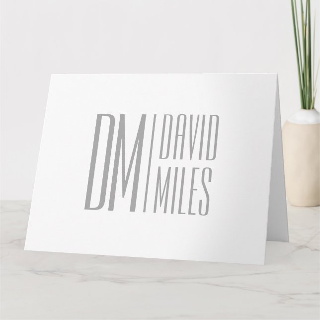 Stylish Minimal & Modern Grey Initials & Name Logo Card (Front)