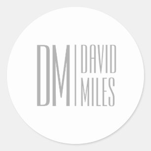 Stylish Minimal & Modern Grey Initials & Name Logo Classic Round Sticker