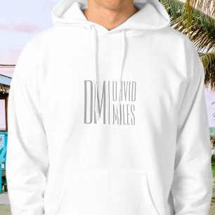 Stylish Minimal & Modern Grey Initials & Name Logo Hoodie