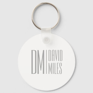 Stylish Minimal & Modern Grey Initials & Name Logo Keychain