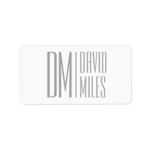 Stylish Minimal & Modern Grey Initials & Name Logo Label