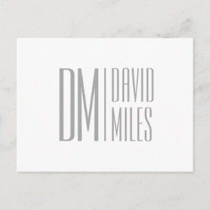 Stylish Minimal & Modern Grey Initials & Name Logo Postcard