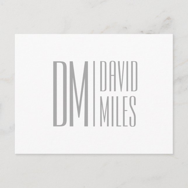 Stylish Minimal & Modern Grey Initials & Name Logo Postcard (Front)