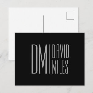 Stylish Minimal & Modern Grey Initials & Name Logo Postcard