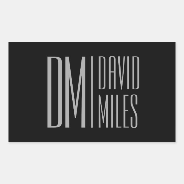 Stylish Minimal & Modern Grey Initials & Name Logo Sticker (Front)
