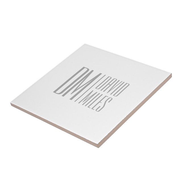 Stylish Minimal & Modern Grey Initials & Name Logo Tile (Side)