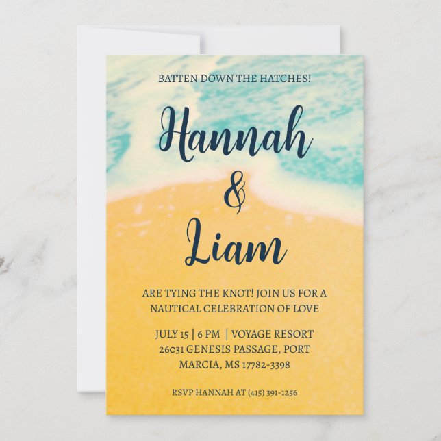 stylish minimal nautical wedding invitations (Front)