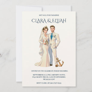 stylish minimal nautical wedding invitations