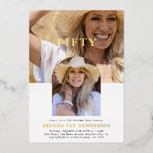 Stylish Minimal Photo FIFTY 50th Birthday