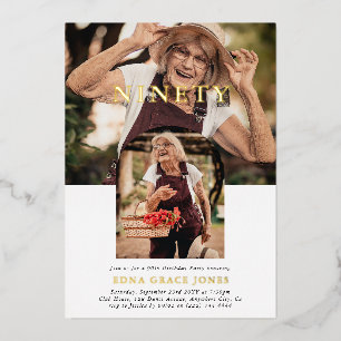 Stylish Minimal Photo NINETY 90th Birthday