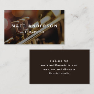 Stylish Minimal Trumpet Black and White Musician Business Card