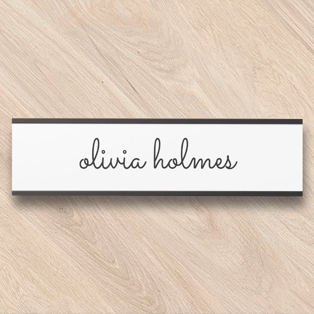 Stylish Minimal White Script Nameplate Door Sign (Creator Uploaded)