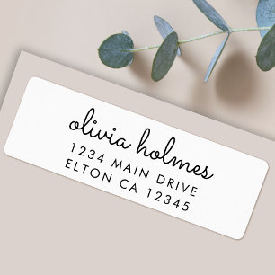 Stylish Minimal White Script Return Address
