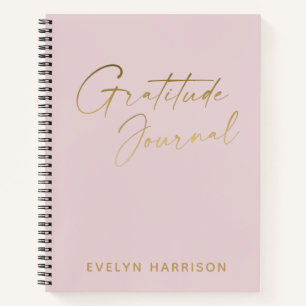 Stylish Minimalist Blush Personalized Gratitude Notebook