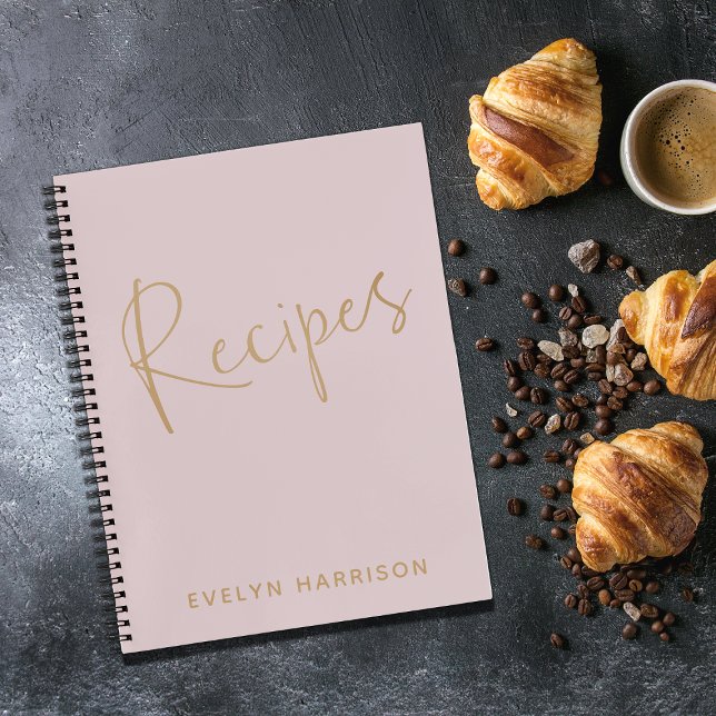 Stylish Minimalist Blush Personalized Recipe Notebook (Creator Uploaded)