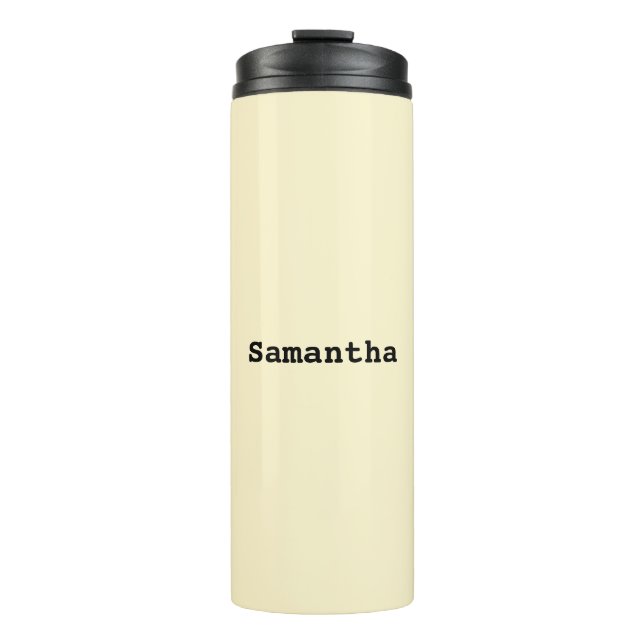 Stylish Minimalist Buttermilk Yellow Personalized Thermal Tumbler (Front)
