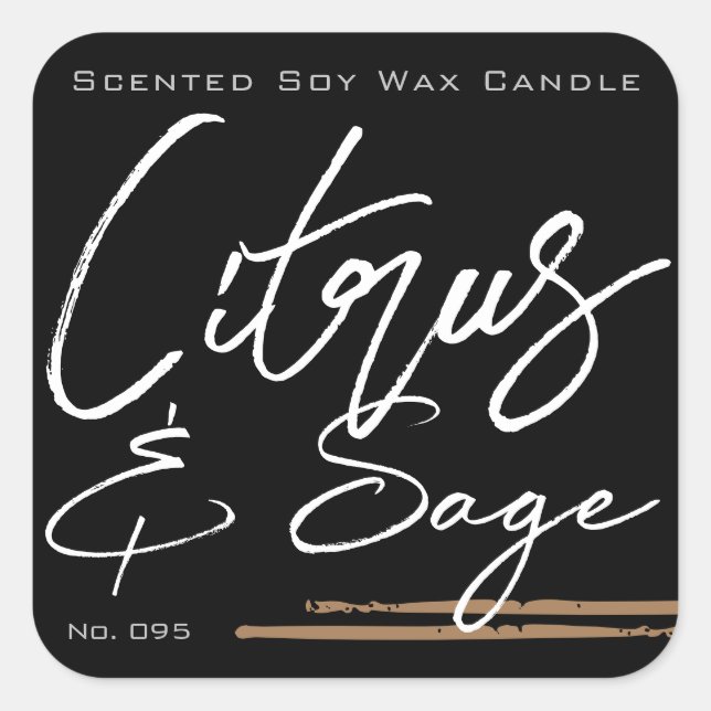 Stylish Minimalist Candle Label Black Brown Sage (Front)