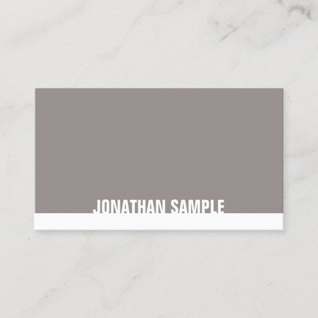 Stylish Minimalist Design Brown White Plain Trendy Business Card (Front)