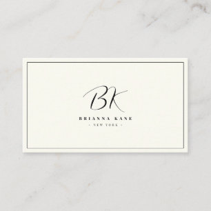 Stylish Minimalist Hand Lettered Monogram Business Card