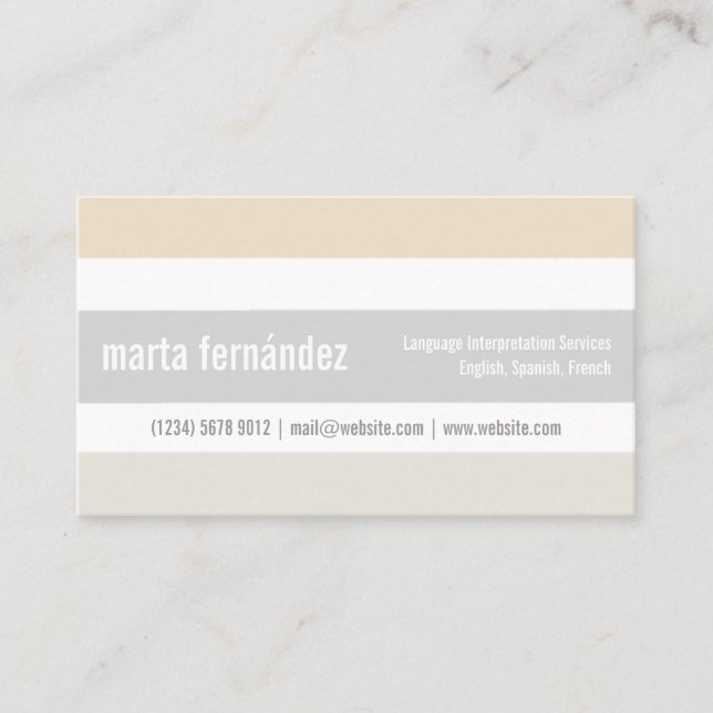 Stylish minimalist language translator card (Front)