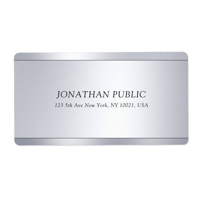 Stylish Minimalist Modern Silver Shipping Address (Front)