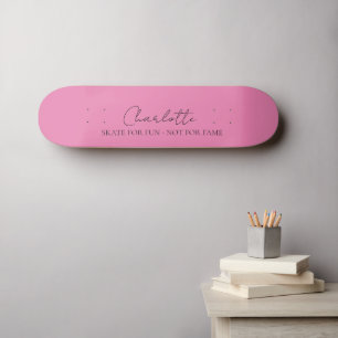 Stylish Minimalist Monogram Name Pink  Skateboard