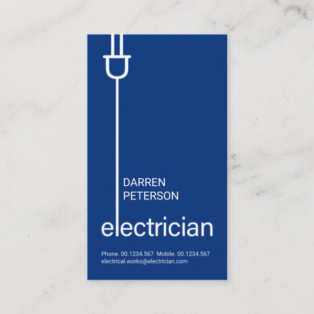 Stylish Minimalist Power Plug Wiring Business Card (Front)
