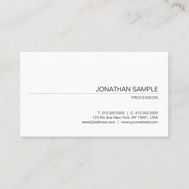 Stylish Minimalist Professional Design Chic Plain Business Card (Front)