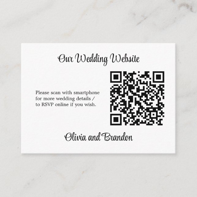 Stylish Minimalist QR Code Website RSVP Card (Front)