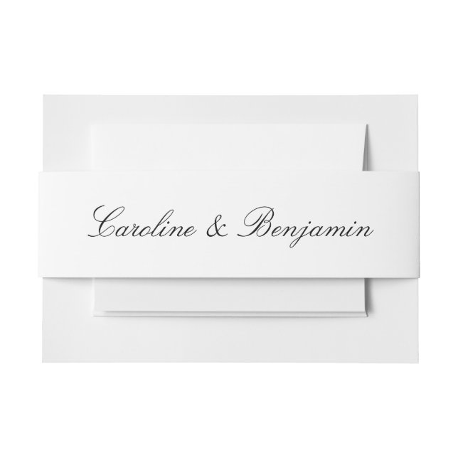 Stylish Minimalist Script Elegant Wedding Names Invitation Belly Band (Front Example)