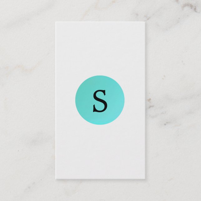 Stylish Minimalist Turquoise Monogram Emblem 2 Business Card (Front)