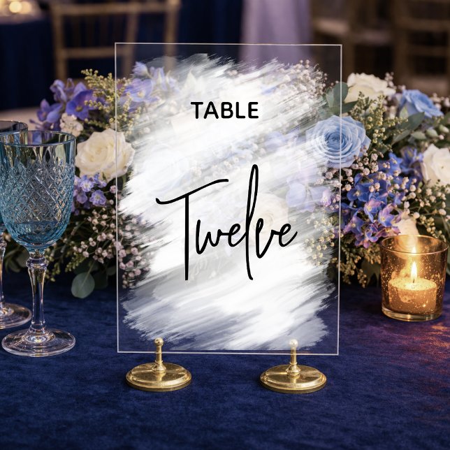 Stylish minimalist white wedding table number acrylic sign (Creator Uploaded)