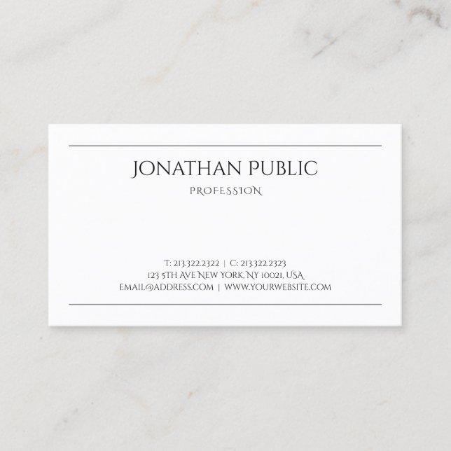 Stylish Minimalistic Design Modern Professional Business Card (Front)