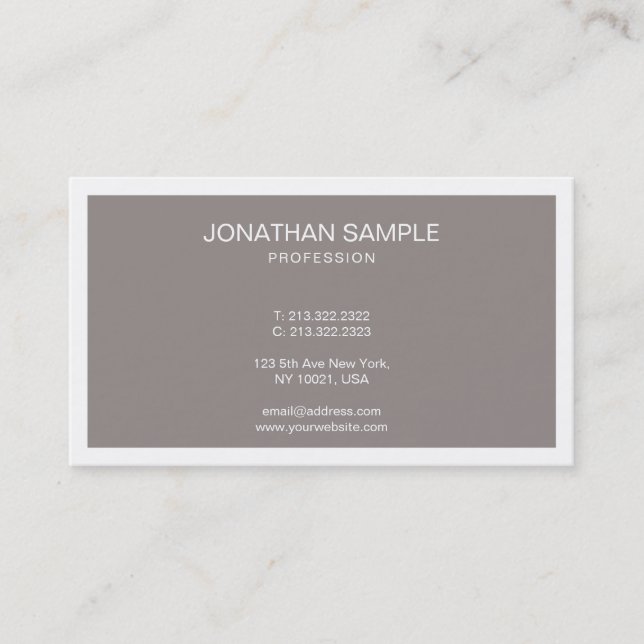 Stylish Minimalistic Design Trendy Brown Plain Business Card (Front)