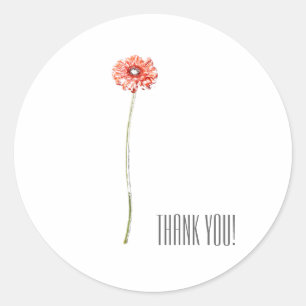Stylish Minimalistic Red Gerbera Flower Sticker