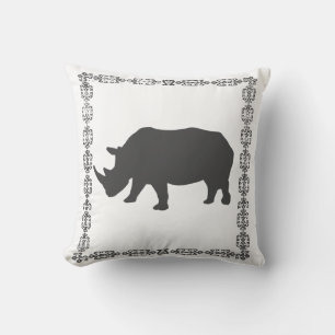Stylish Minimalistic White Black Rhino Cushion