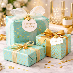 Stylish Mint and Gold Wrapping Paper Sheet
