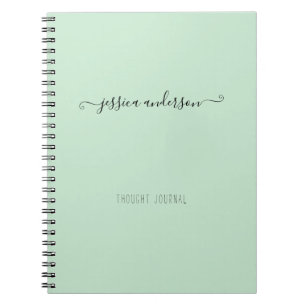 Stylish Mint Green Modern Calligraphy Girly Script Notebook