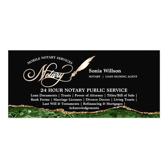 Stylish Mobile Notary & Loan Signing Agent Law Rack Card (Front)