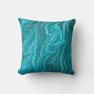 Stylish Modern Abstract Blue Swirls Marble Pattern Throw Pillow