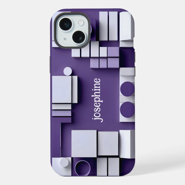 Stylish modern abstract geometric lavender white iPhone case (Back)